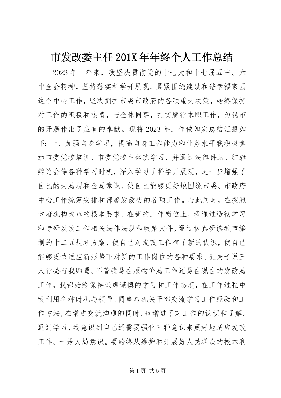 2023年市发改委主任年终个人工作总结.docx_第1页