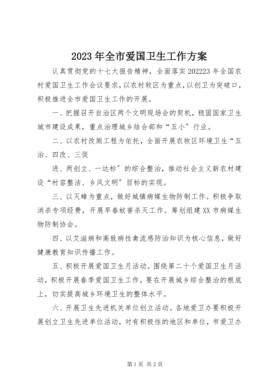 2023年全市爱国卫生工作计划.docx_第1页