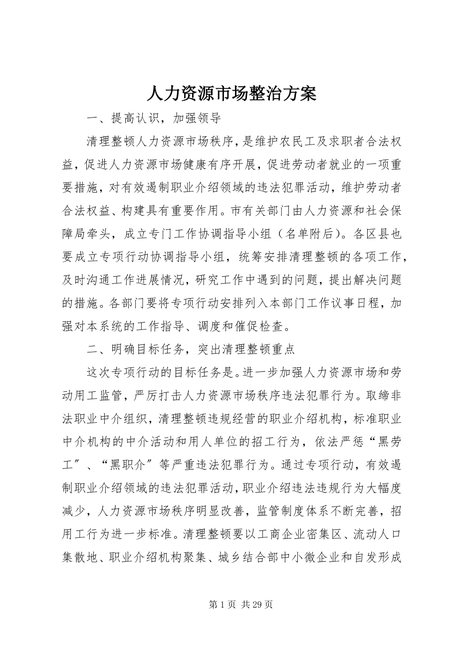 2023年人力资源市场整治方案.docx_第1页