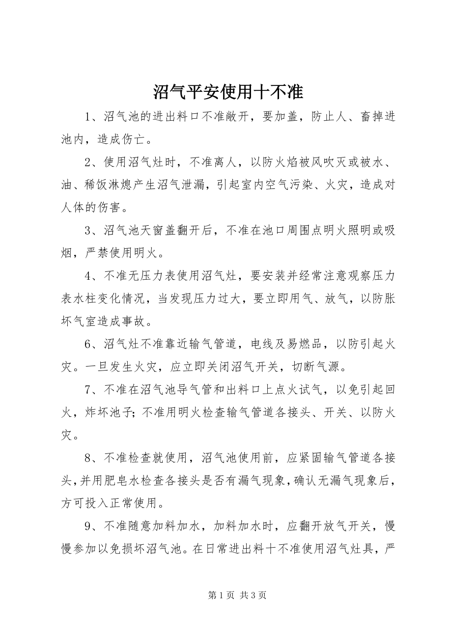 2023年沼气安全使用十不准.docx_第1页