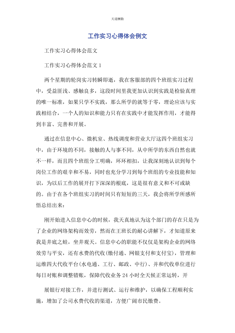 2023年工作实习心得体会例文范文.docx_第1页