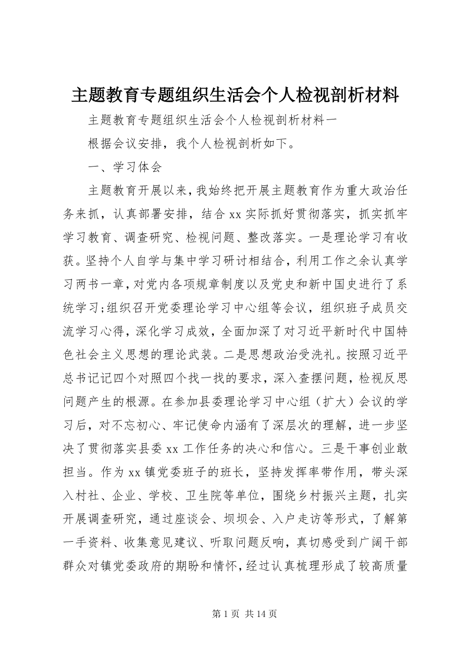 2023年主题教育专题组织生活会个人检视剖析材料.docx_第1页