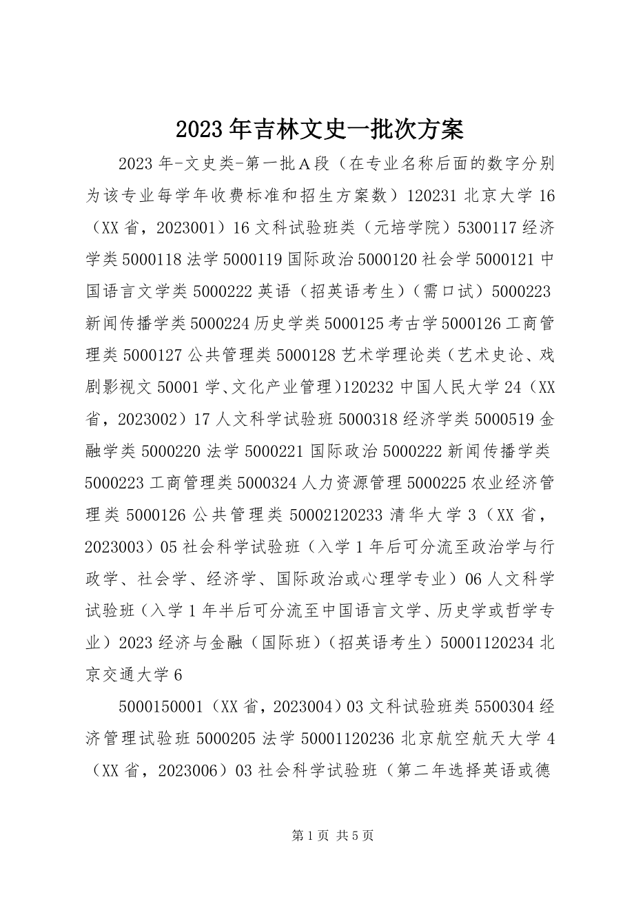 2023年吉林文史一批次计划.docx_第1页