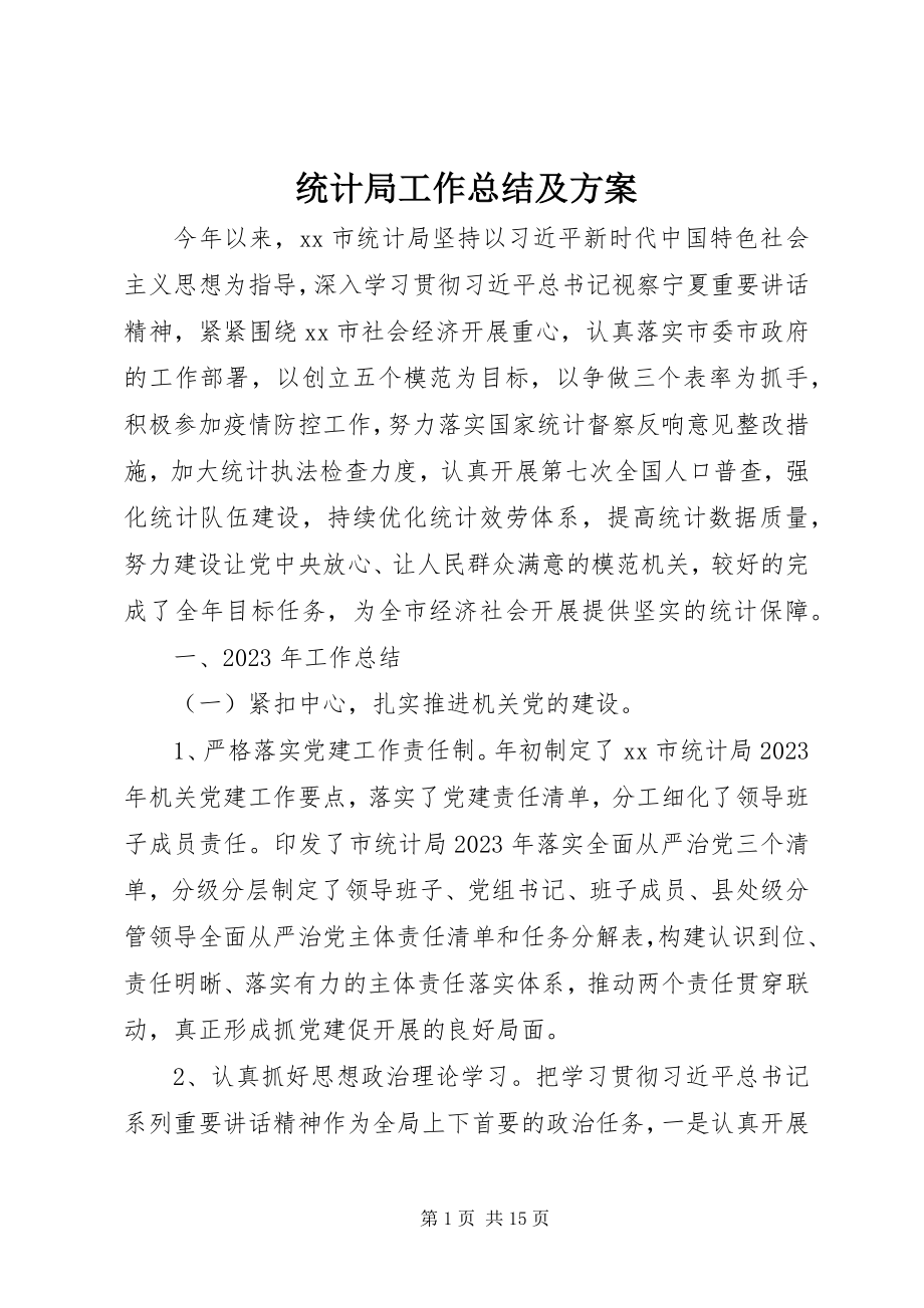 2023年统计局工作总结及计划.docx_第1页