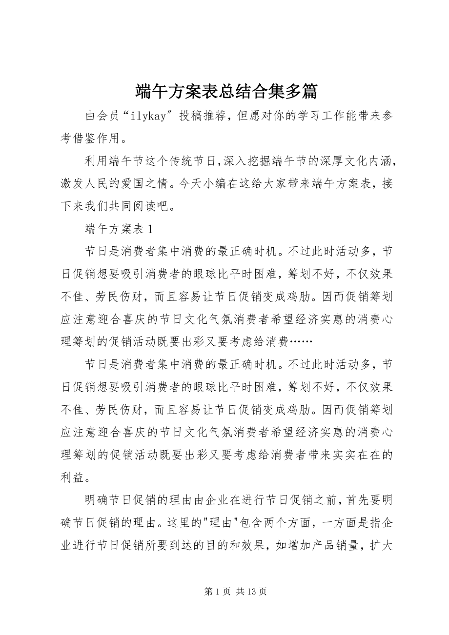 2023年端午计划表总结合集多篇.docx_第1页