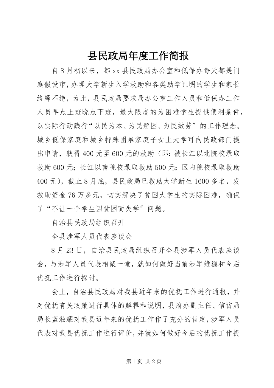 2023年县民政局年度工作简报.docx_第1页