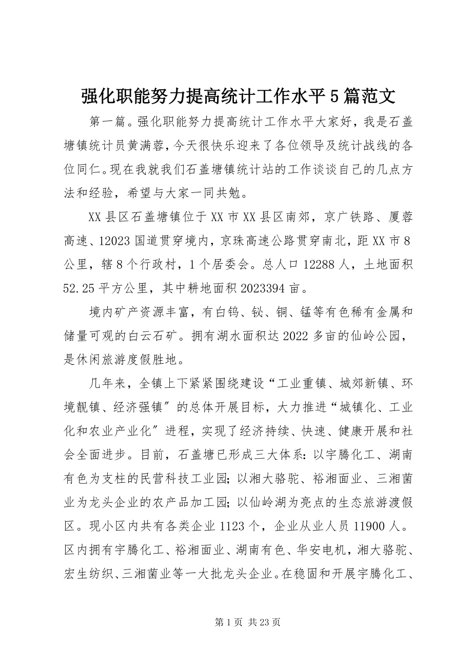 2023年强化职能努力提高统计工作水平5篇.docx_第1页