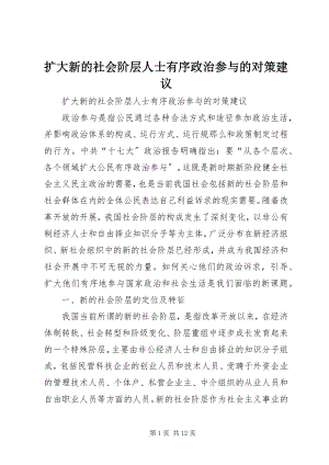 2023年扩大新的社会阶层人士有序政治参与的对策建议.docx