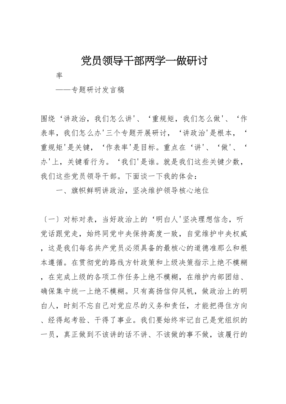 2023年党员领导干部两学一做研讨.doc_第1页