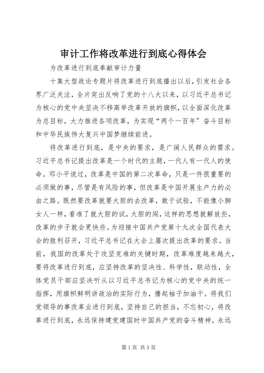 2023年审计工作将改革进行到底心得体会.docx_第1页