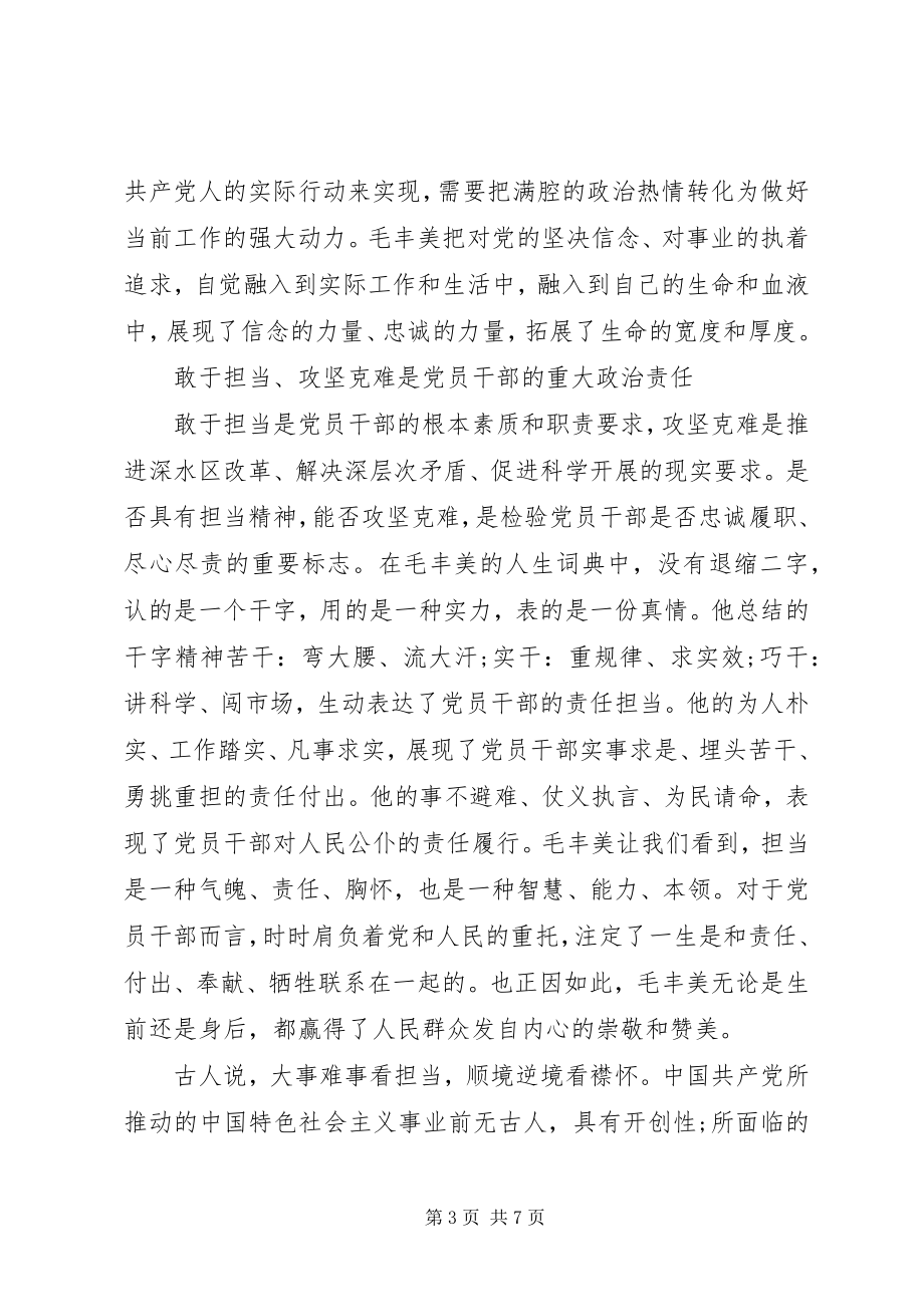 2023年学习毛丰美实干促振兴讲话稿.docx_第3页