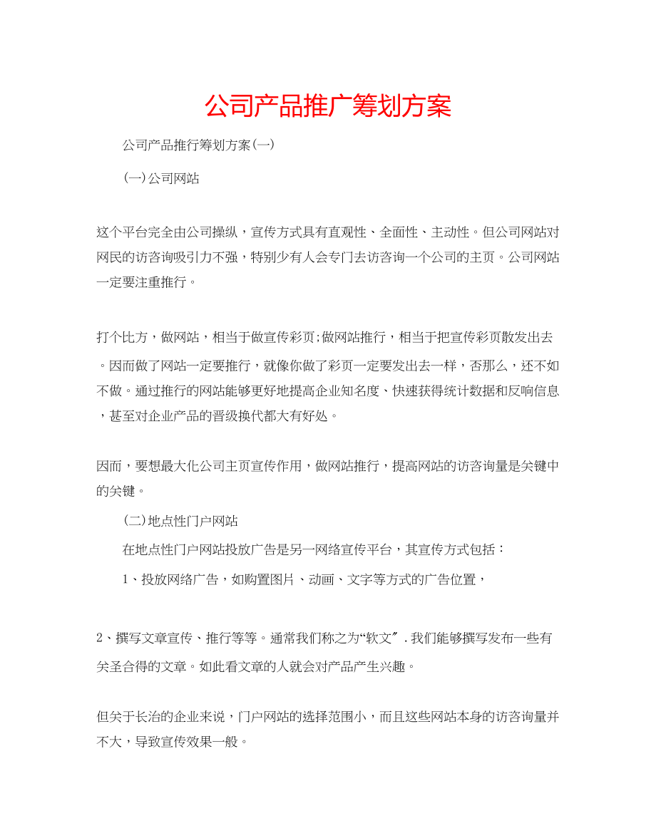 2023年公司产品推广策划方案.docx_第1页