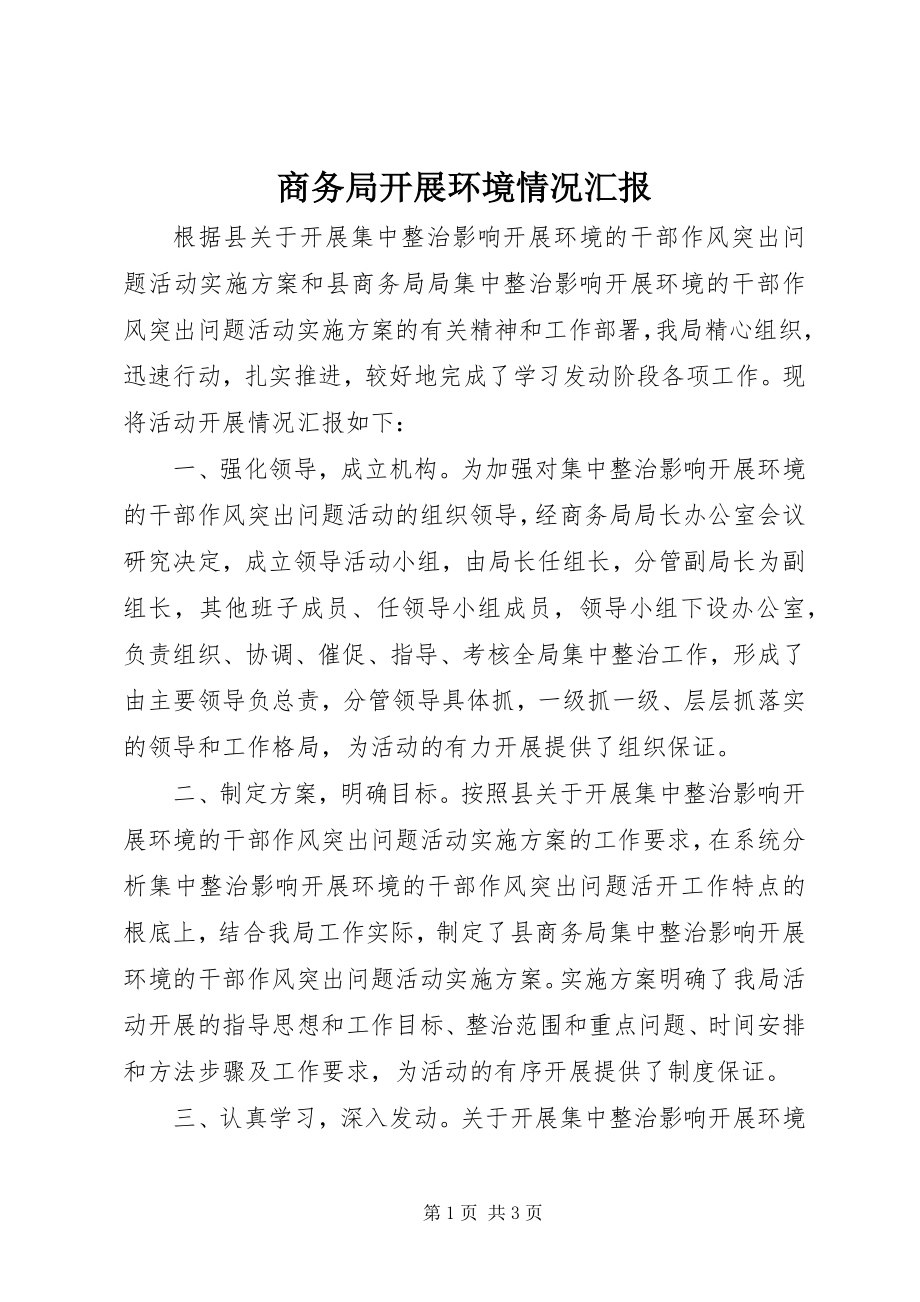 2023年商务局发展环境情况汇报.docx_第1页