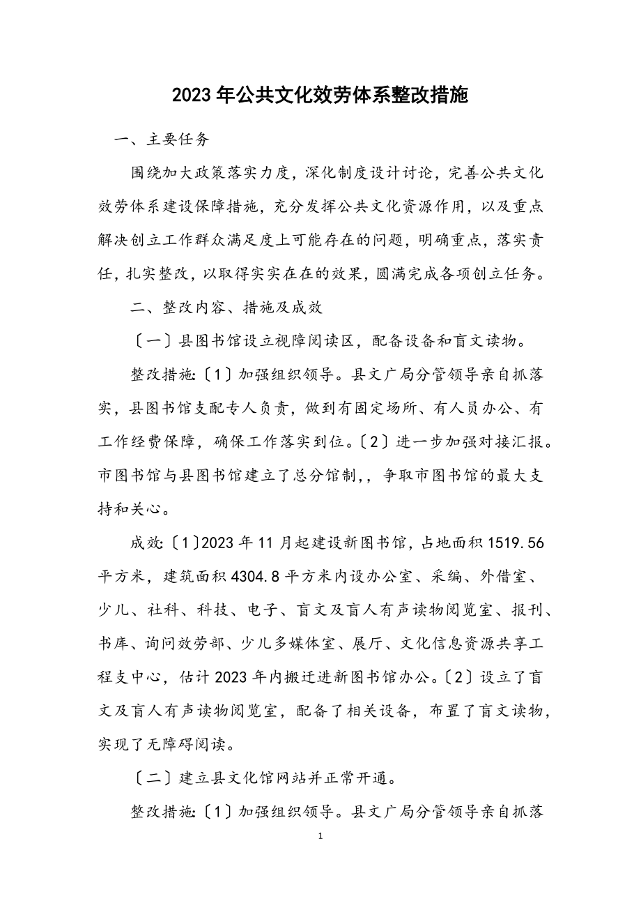 2023年公共文化服务体系整改措施.docx_第1页