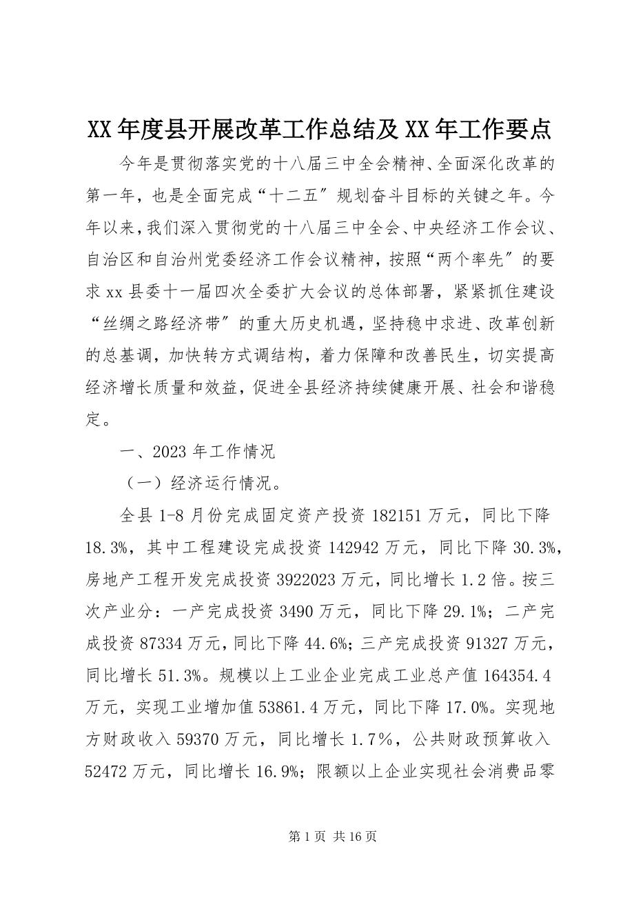 2023年县发展改革工作总结及工作要点.docx_第1页