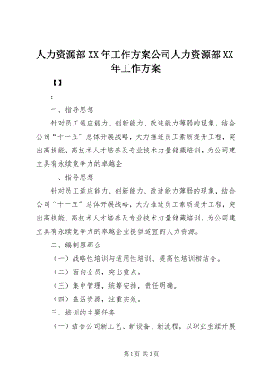 2023年人力资源部工作计划公司人力资源部工作计划.docx