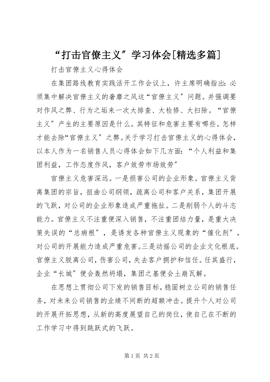 2023年打击官僚主义学习体会多篇.docx_第1页