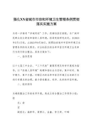 2023年强化《省城市市容和环境卫生管理条例》贯彻落实实施方案.doc