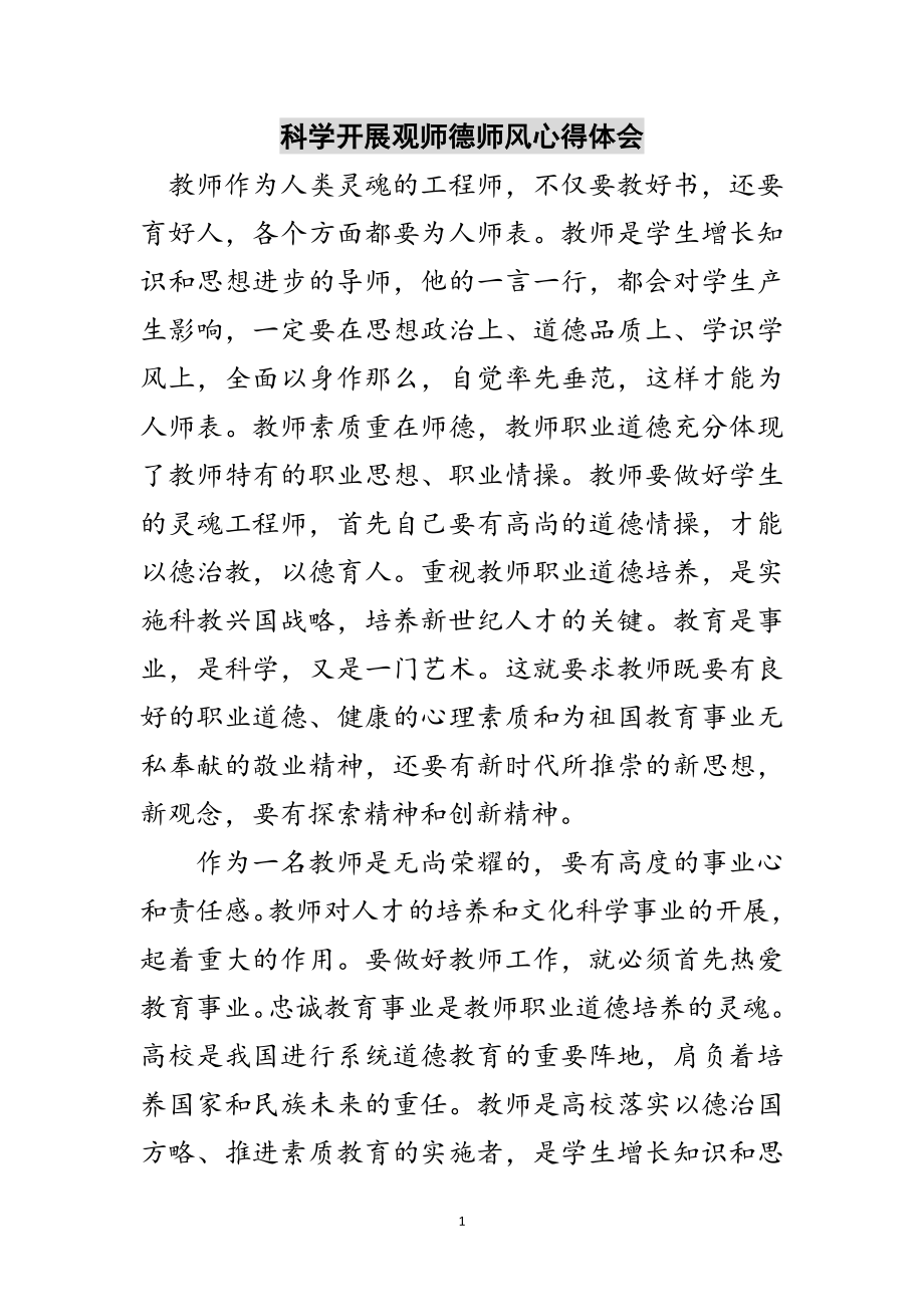 2023年科学发展观师德师风心得体会范文.doc_第1页