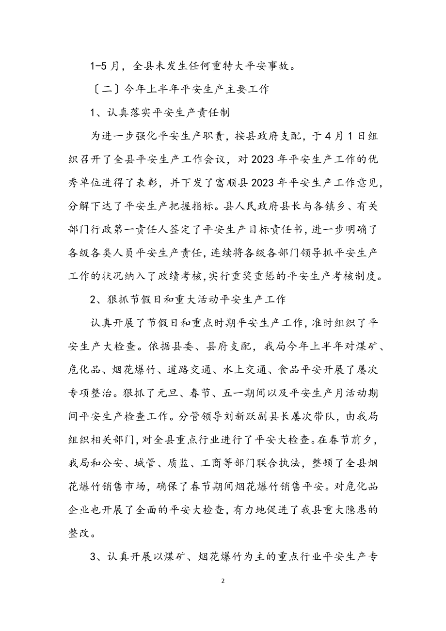 2023年县安监局安全生产主要工作上半年总结及下半年部署.docx_第2页