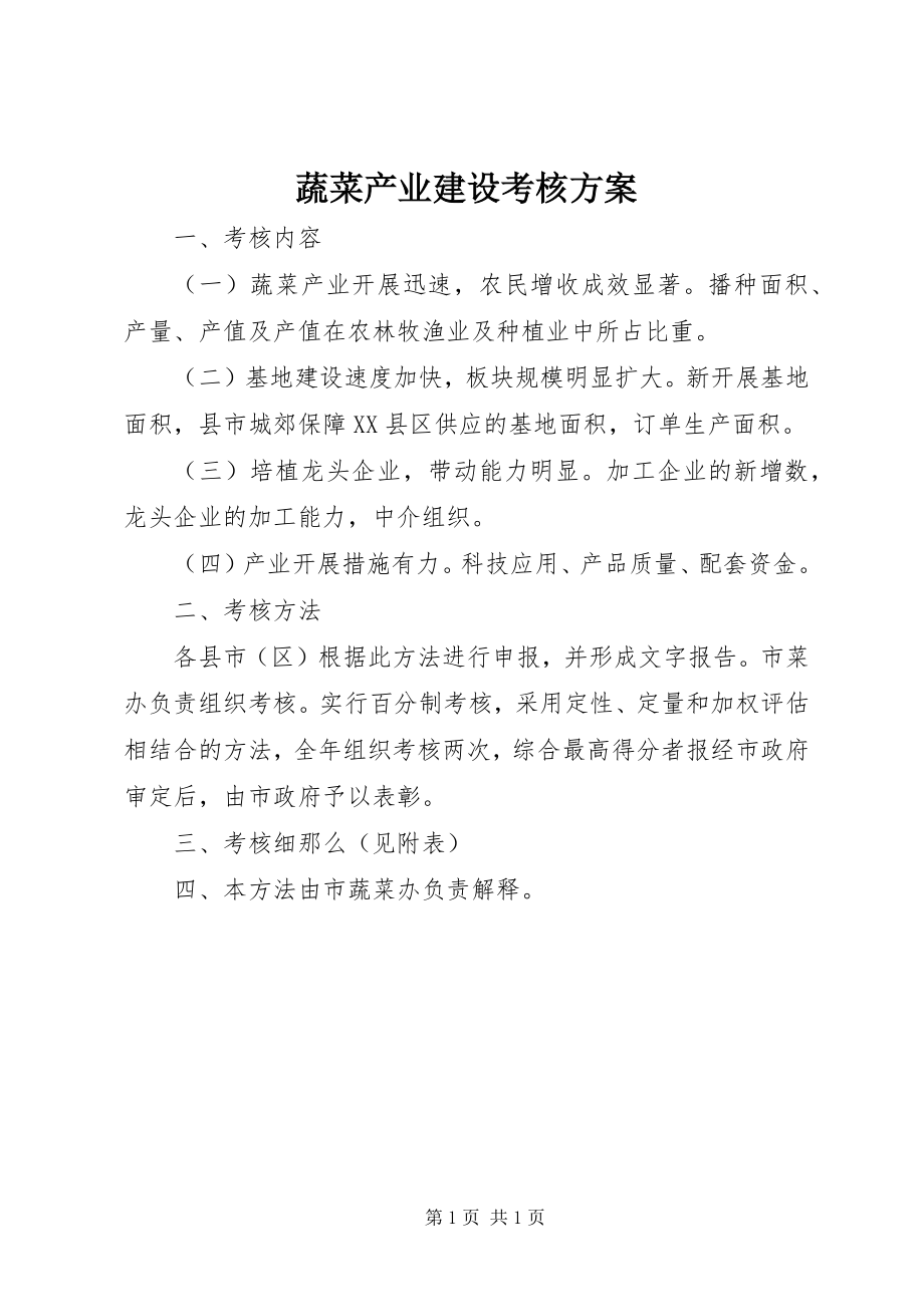 2023年蔬菜产业建设考核方案.docx_第1页