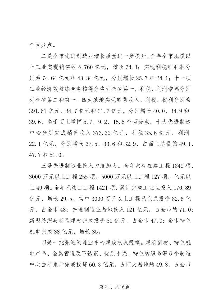 2023年副市长在全市打造先进制造业基地工作年会上的致辞.docx_第2页