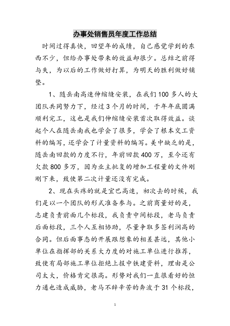 2023年办事处销售员年度工作总结范文.doc_第1页