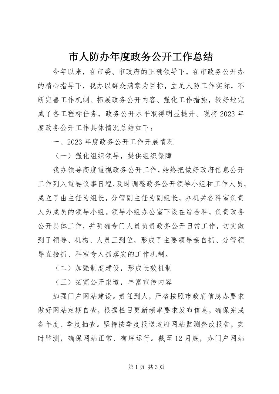 2023年市人防办年度政务公开工作总结.docx_第1页