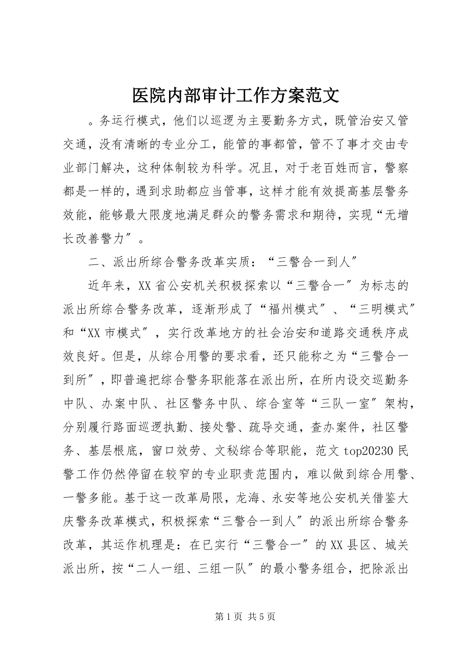 2023年医院内部审计工作计划2.docx_第1页