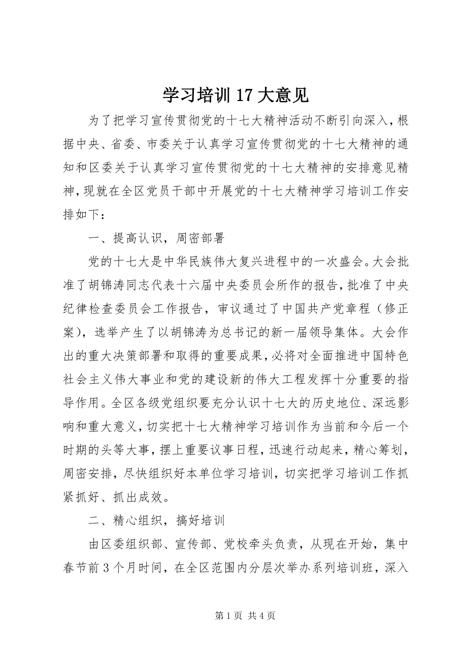 2023年学习培训17大意见.docx_第1页