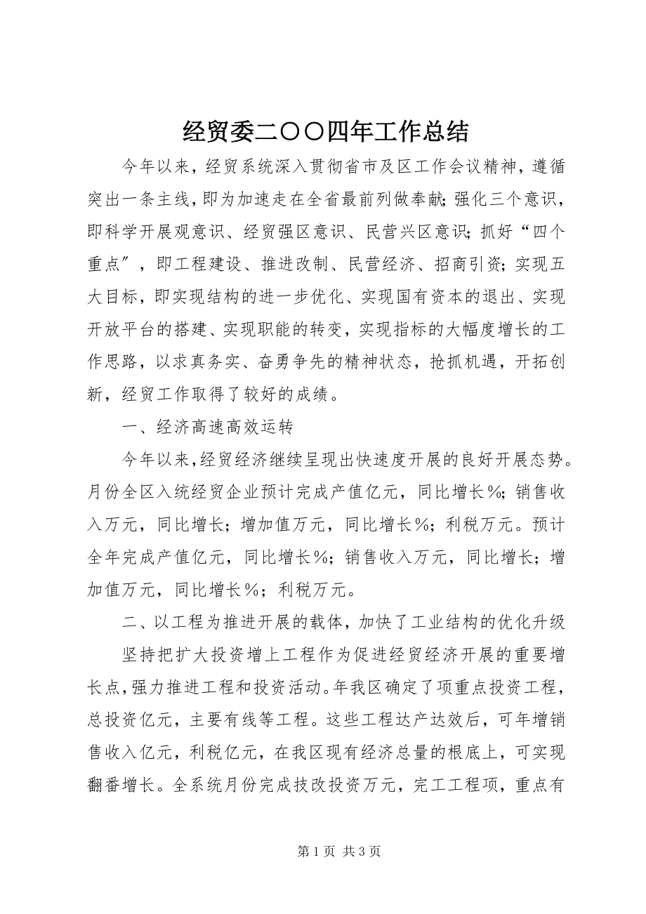 2023年经贸委二○○四工作总结.docx_第1页