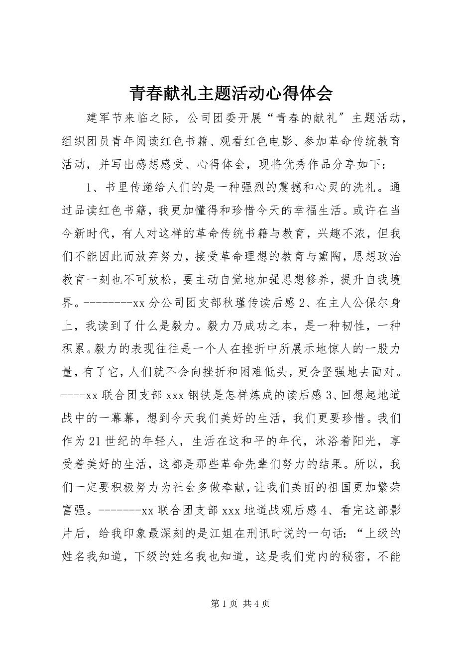 2023年青春献礼主题活动心得体会.docx_第1页