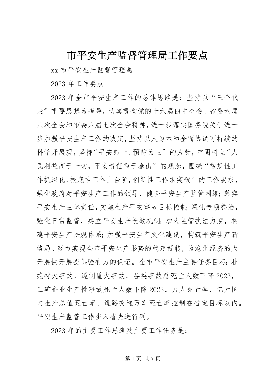 2023年市安全生产监督管理局工作要点.docx_第1页