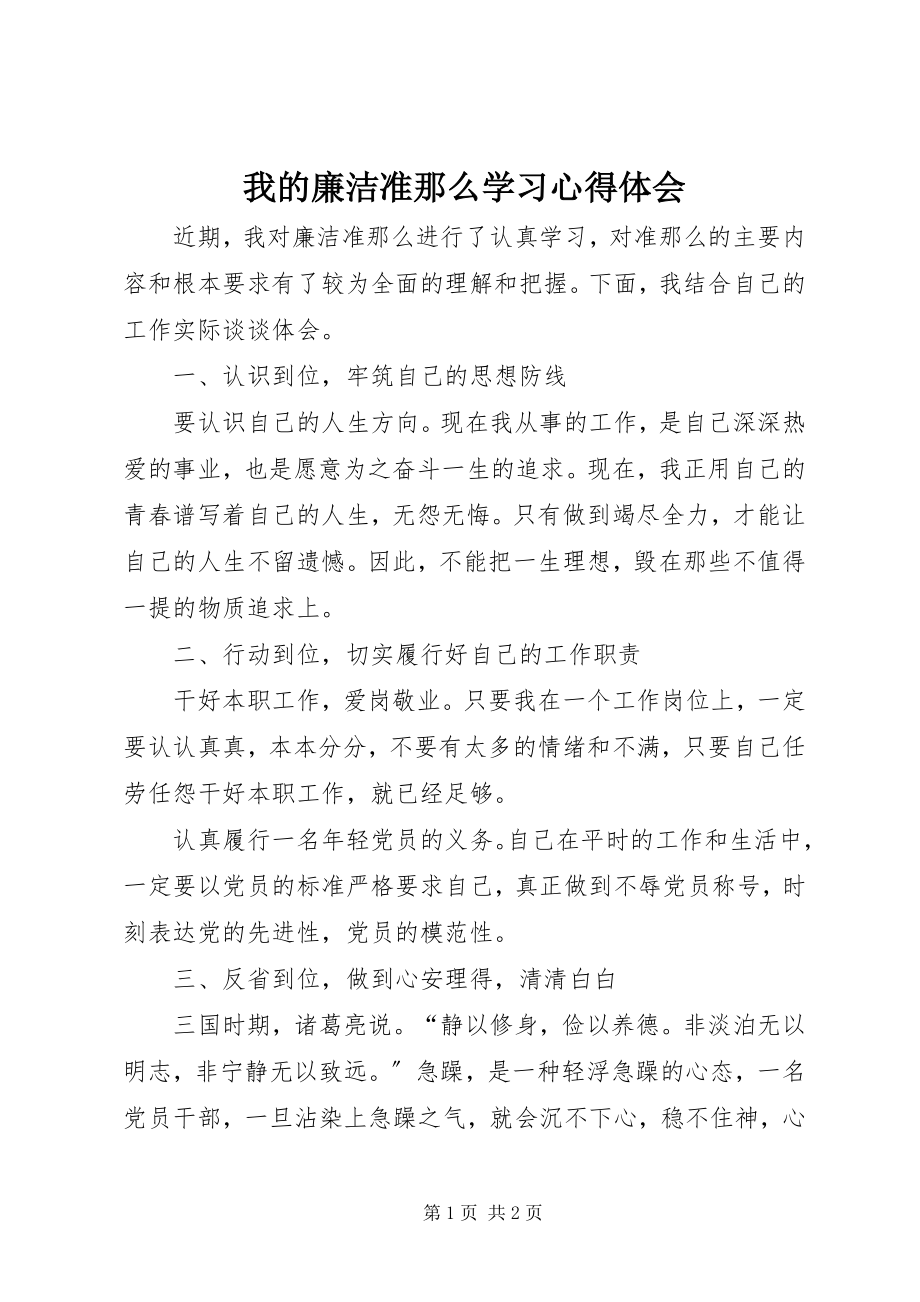 2023年我的廉洁准则学习心得体会.docx_第1页