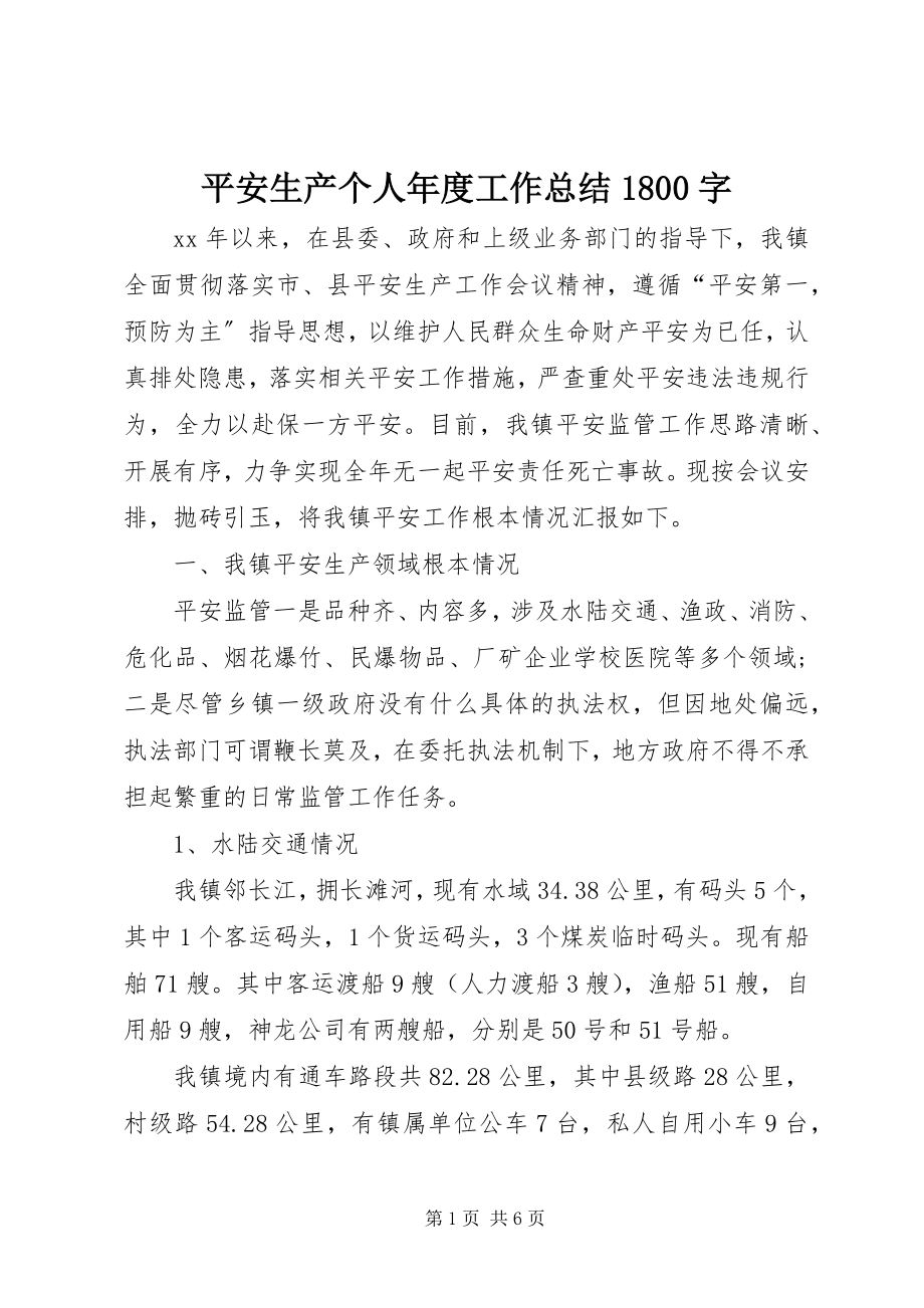 2023年安全生产个人年度工作总结字新编.docx_第1页