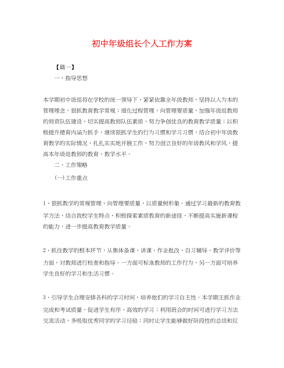 2023年初中级组长个人工作计划.docx_第1页