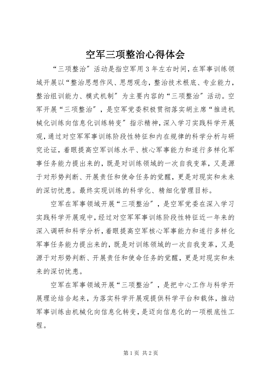 2023年空军三项整治心得体会.docx_第1页