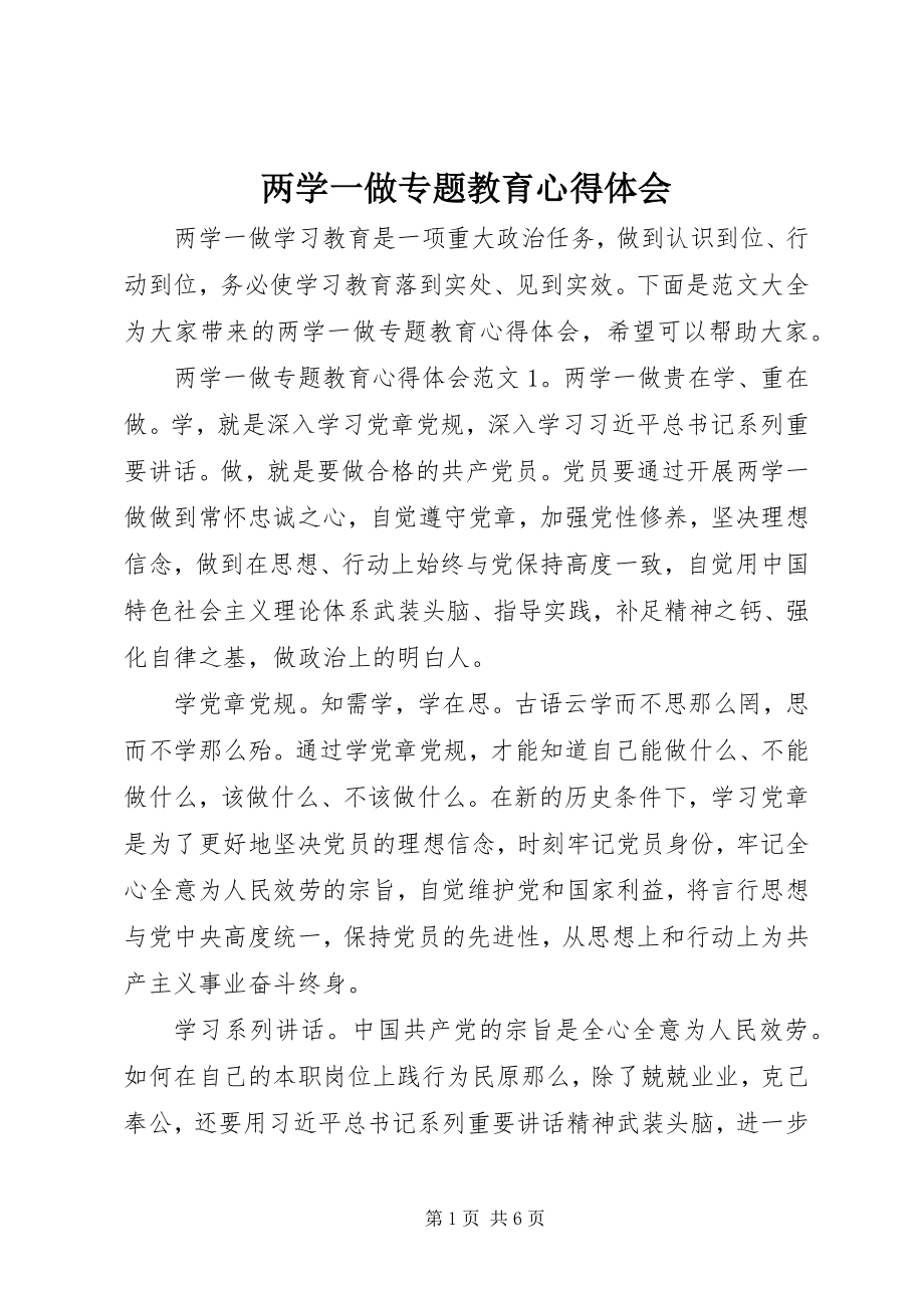 2023年两学一做专题教育心得体会.docx_第1页