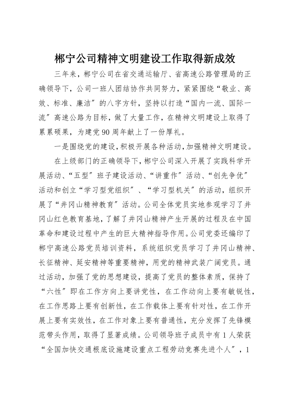 2023年郴宁公司精神文明建设工作取得新成效新编.docx_第1页