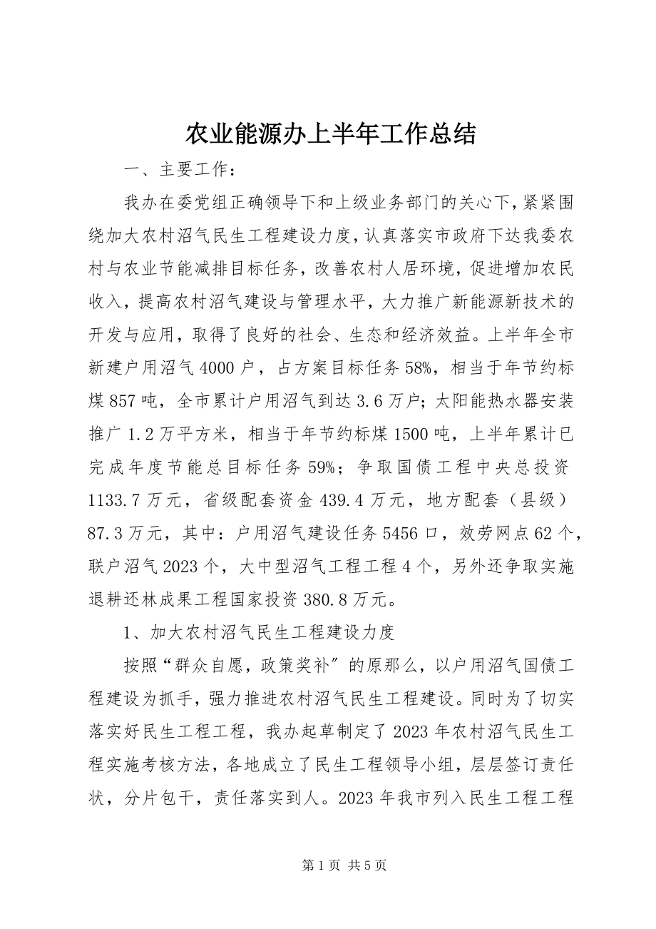 2023年农业能源办上半年工作总结.docx_第1页