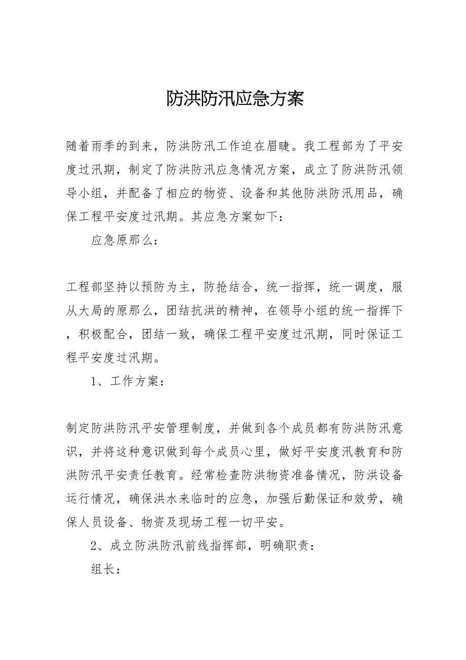 2023年防洪防汛应急方案.doc_第1页