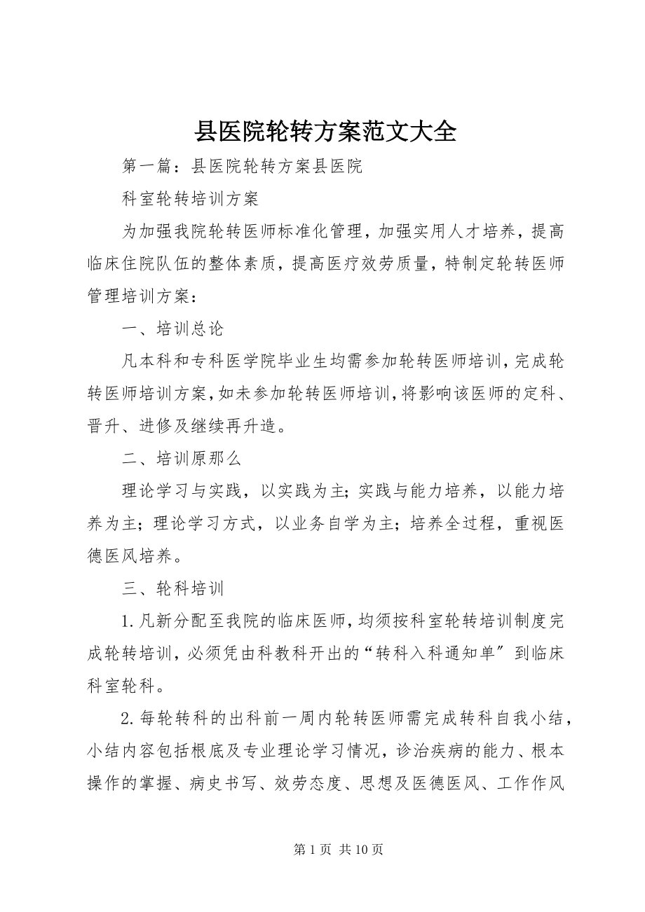 2023年县医院轮转计划大全.docx_第1页