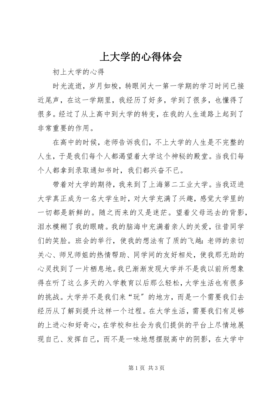 2023年上大学的心得体会.docx_第1页