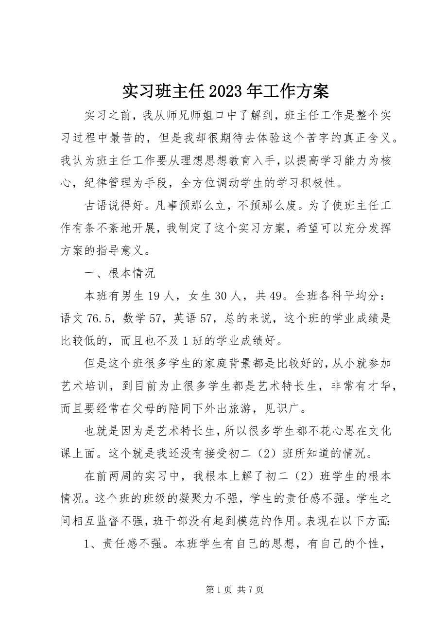 2023年实习班主任工作计划6.docx_第1页