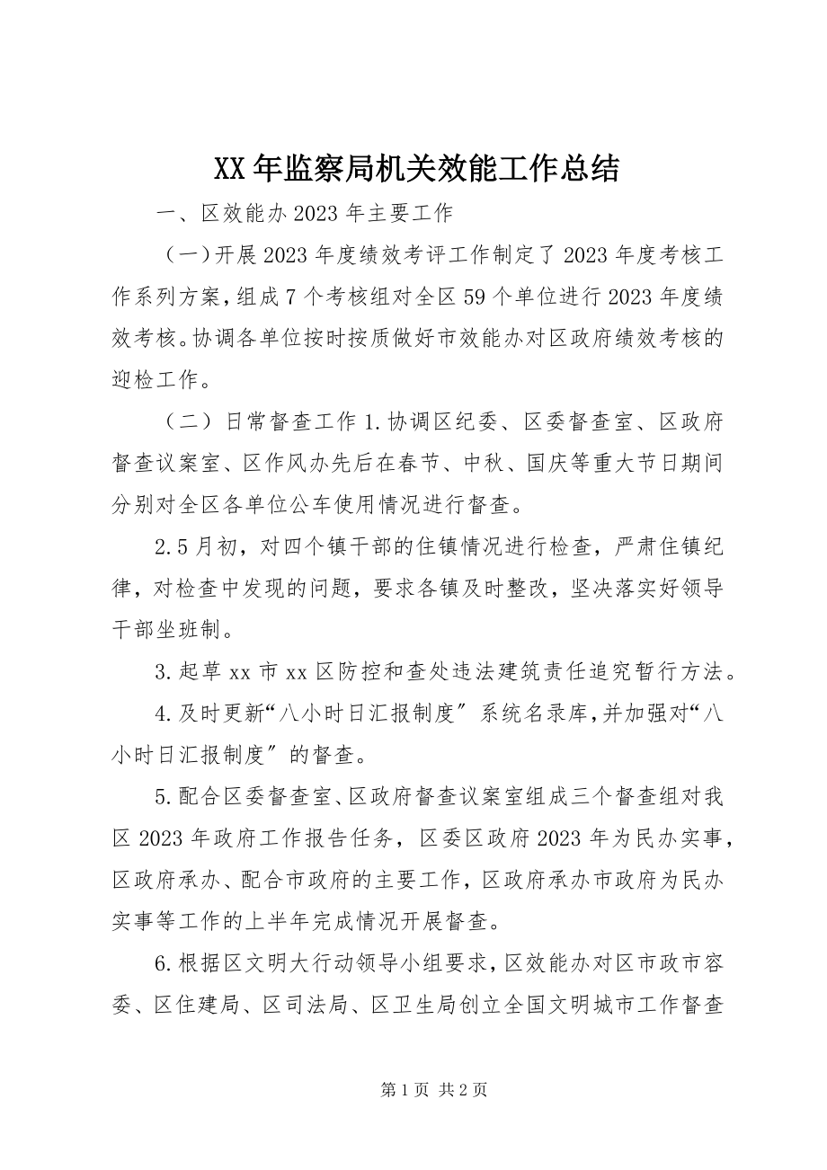 2023年监察局机关效能工作总结.docx_第1页