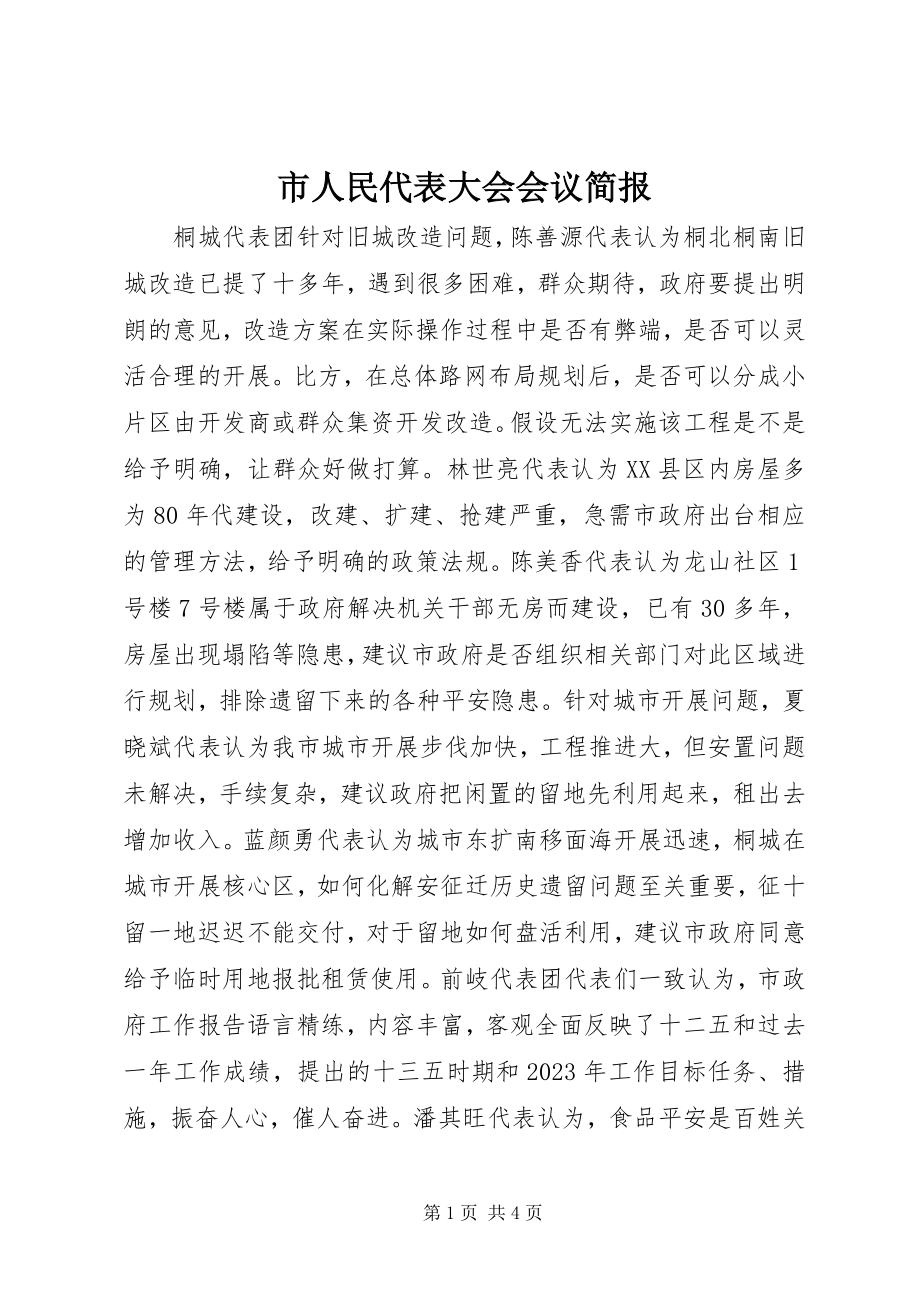 2023年市人民代表大会会议简报.docx_第1页