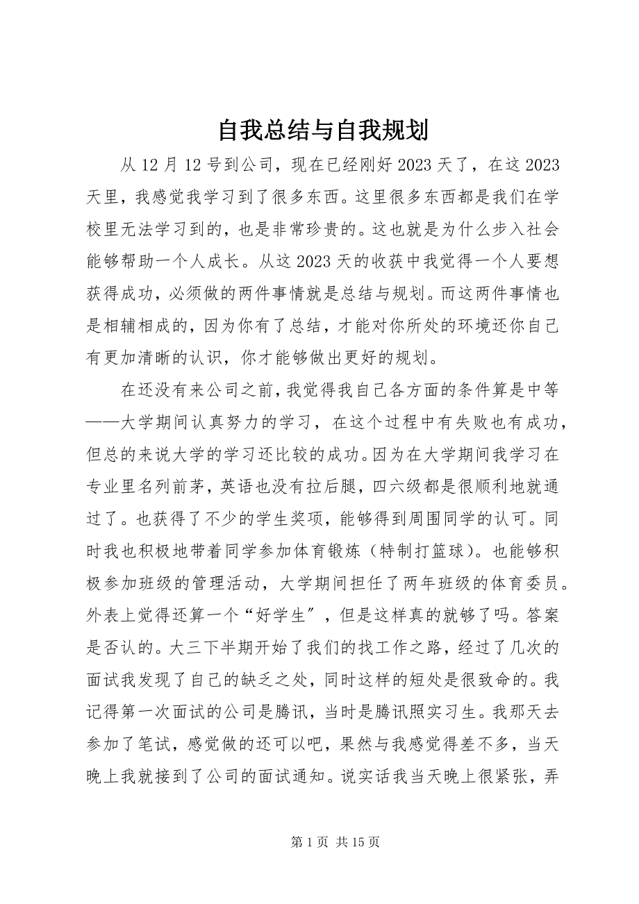 2023年自我总结与自我规划.docx_第1页