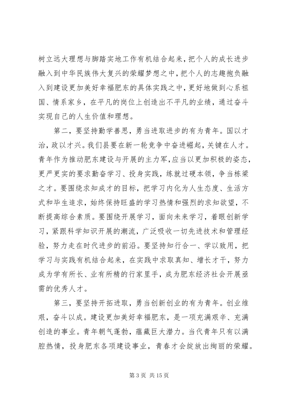 2023年县共青团代表大会开幕式致辞稿.docx_第3页