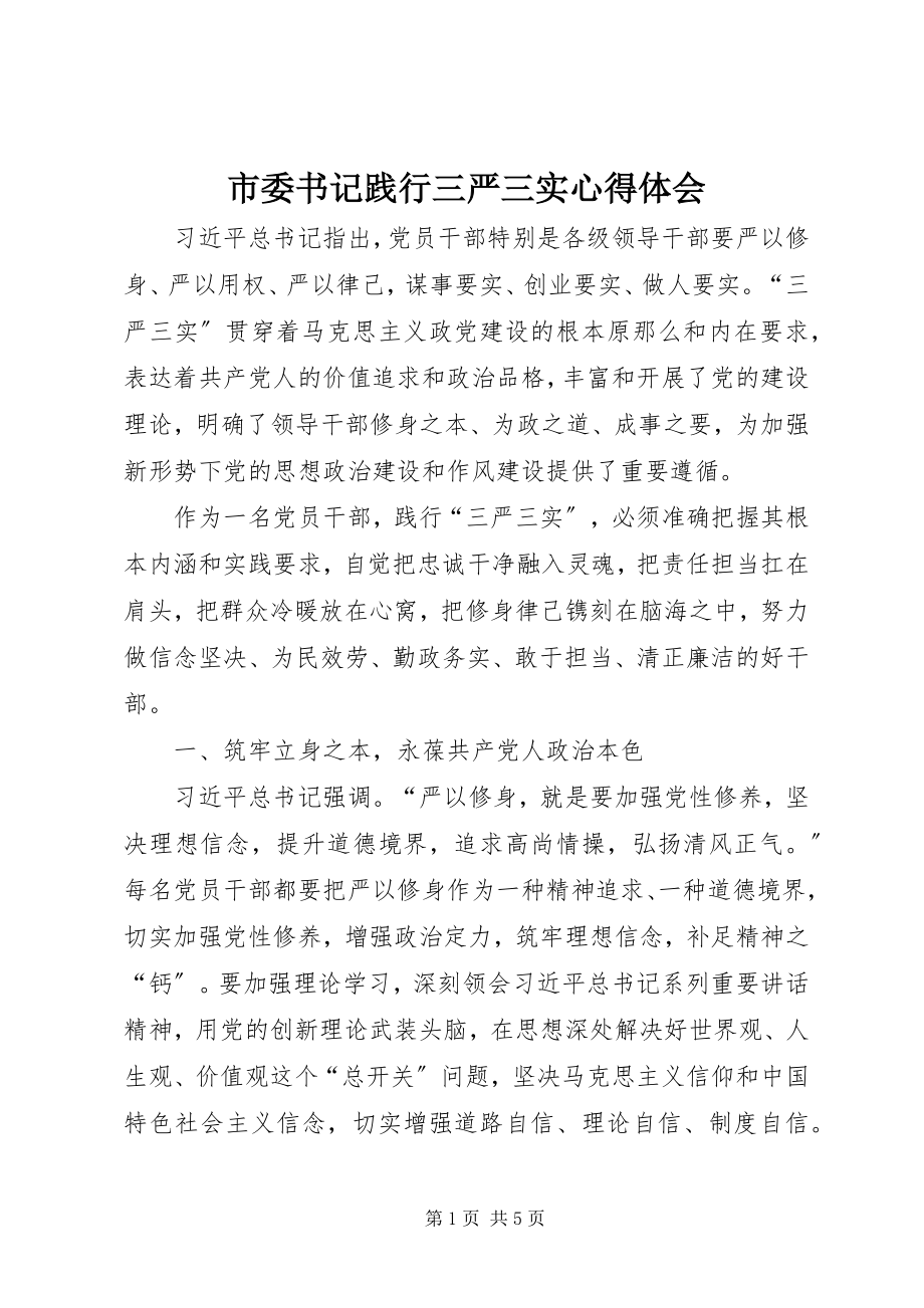 2023年市委书记践行三严三实心得体会.docx_第1页