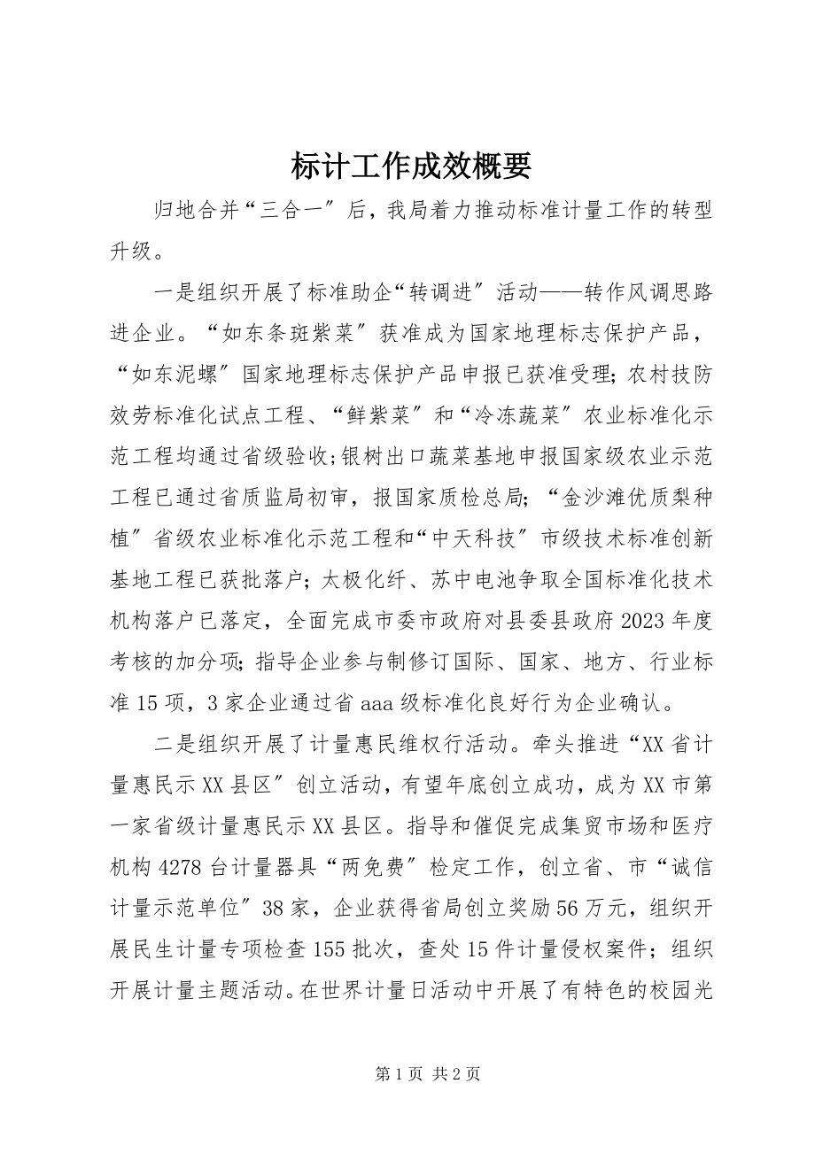 2023年标计工作成效概要新编.docx_第1页